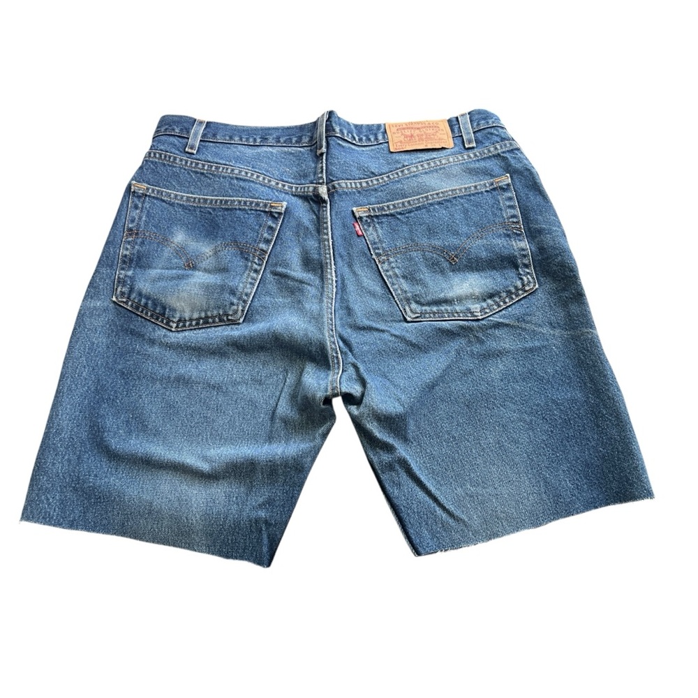 Y2K Levi's 505 Regular Fit Straight Leg Men's Blue Jeans Cutoff Shorts Size 38